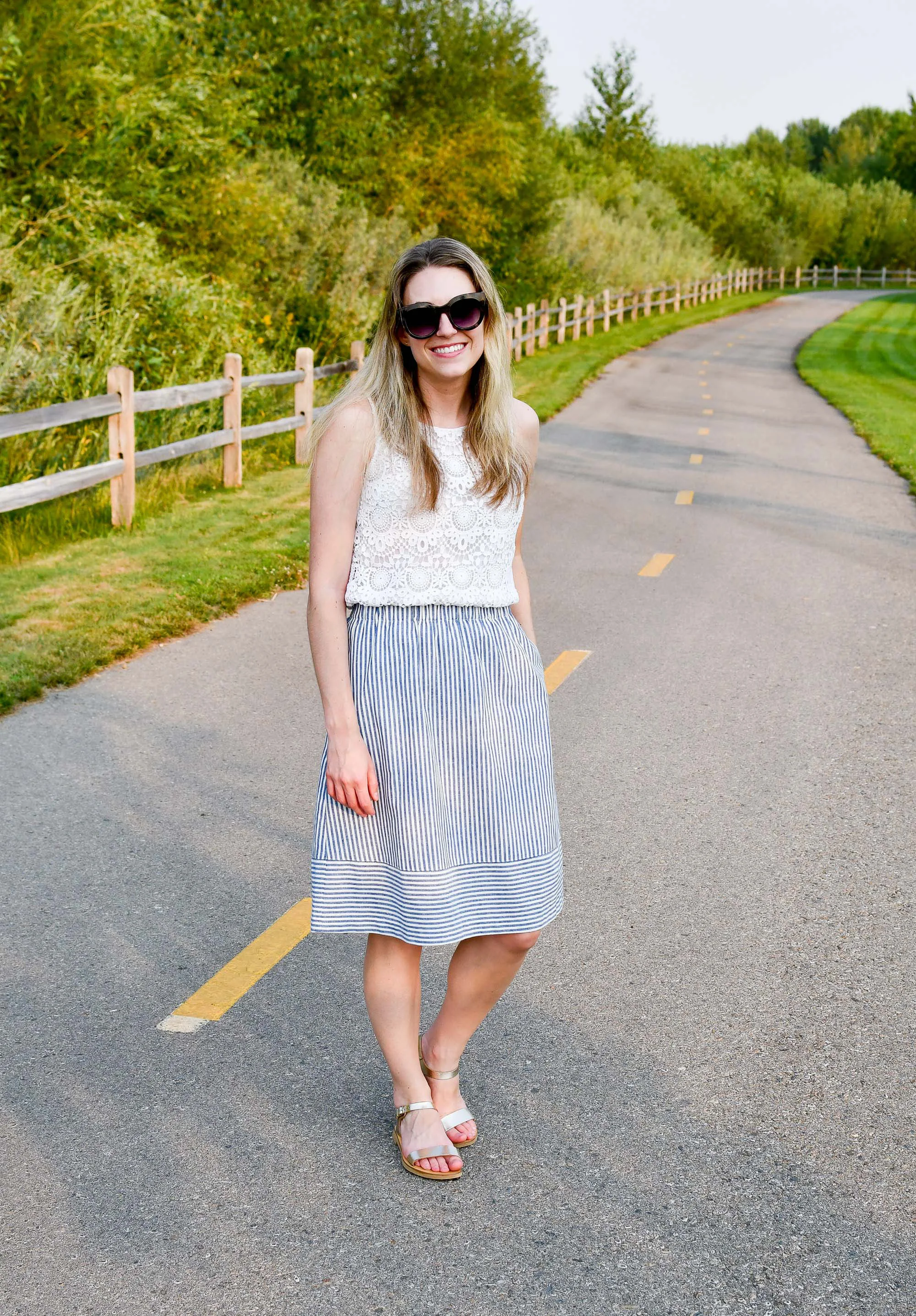 Blue striped skirt online